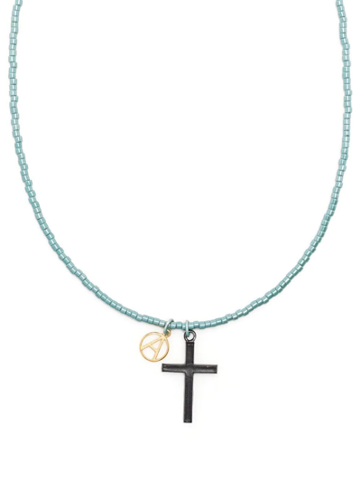 Shop Undercover Cross Charm Necklace In Blue