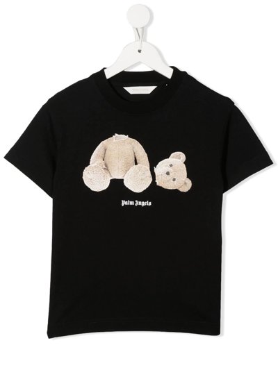 Shop Palm Angels Bear Print T-shirt In Black