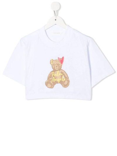 Palm Angels - Teen Girls Ivory Cotton Bear T-Shirt