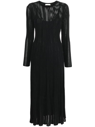 Shop Ulla Johnson Aliza Knitted Midi Dress In Black