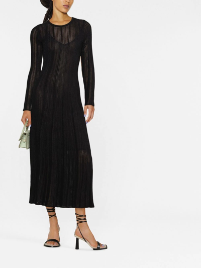Shop Ulla Johnson Aliza Knitted Midi Dress In Black