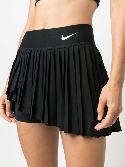 Shop Nike Logo-waistband Pleated Tennis Skirt In Black