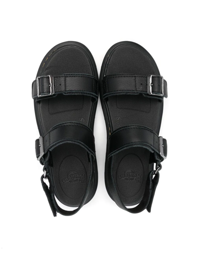Dr. Martens' Stellar Buckled Flat Sandals In Black
