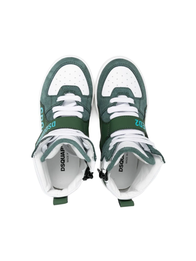 Shop Dsquared2 Leather Panelled High-top Sneakers In Green