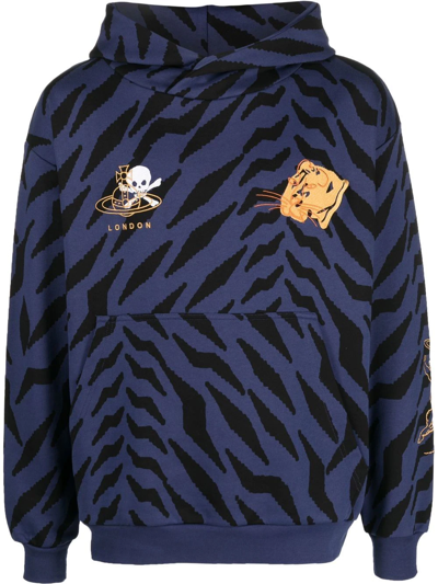 Shop Vivienne Westwood Graphic-print Organic-cotton Hoodie In Blue