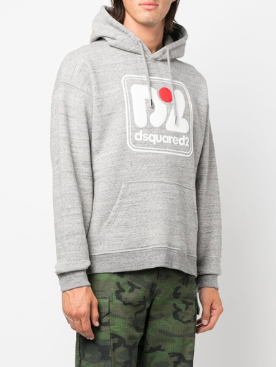 Dsquared2 Camo Patch Anorak Sweatshirt With Drawstring Hood In Grey