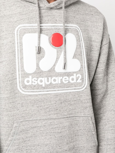 Dsquared2 Camo Patch Anorak Sweatshirt With Drawstring Hood In Grey