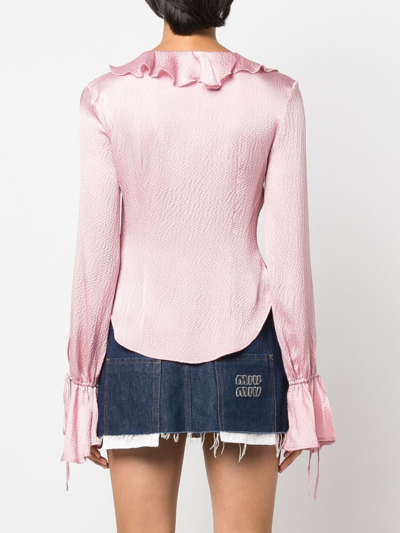 Shop Blumarine Ruffle-detail Long-sleeve Blouse In Pink