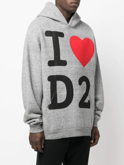 Dsquared2 Graphic-print Cotton Hoodie In Grey