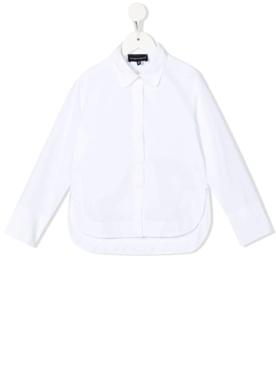 Shop Emporio Armani Long-sleeve Poplin Shirt In White