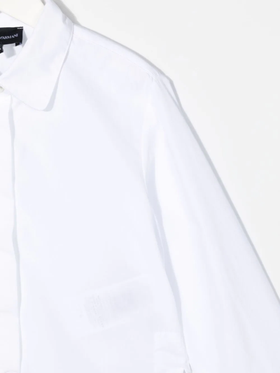 Shop Emporio Armani Long-sleeve Poplin Shirt In White