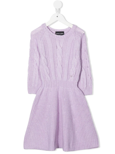Shop Emporio Armani Cable-knit Midi Dress In Purple