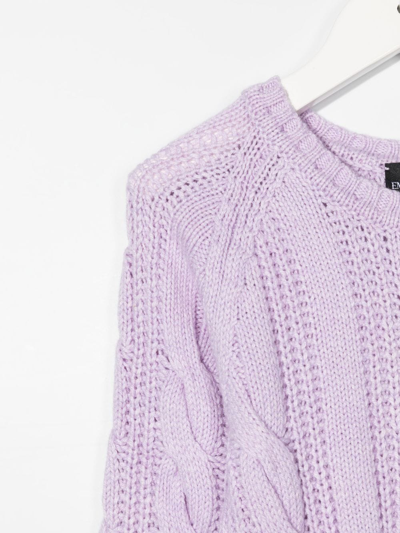Shop Emporio Armani Cable-knit Midi Dress In Purple