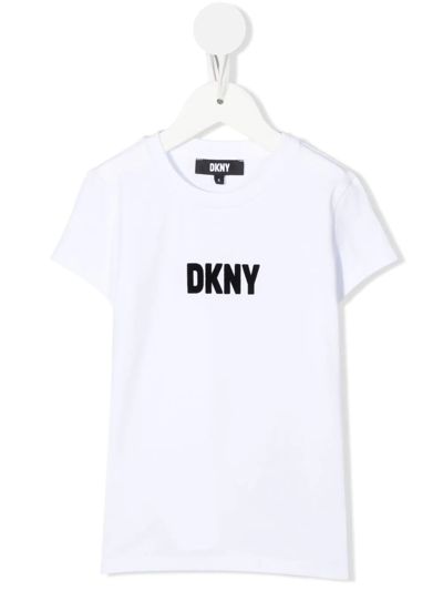 Shop Dkny Logo-print Organic Cotton T-shirt In White