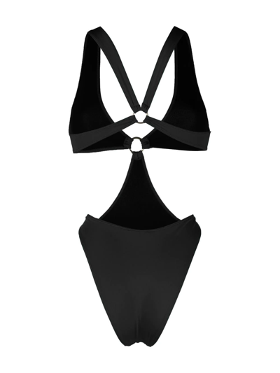 Shop Manokhi Cut-out V-neck One-piece In Black