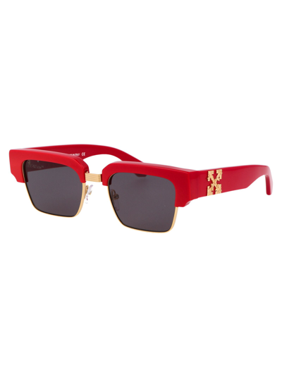 Shop Off-white Women's Red Metal Sunglasses