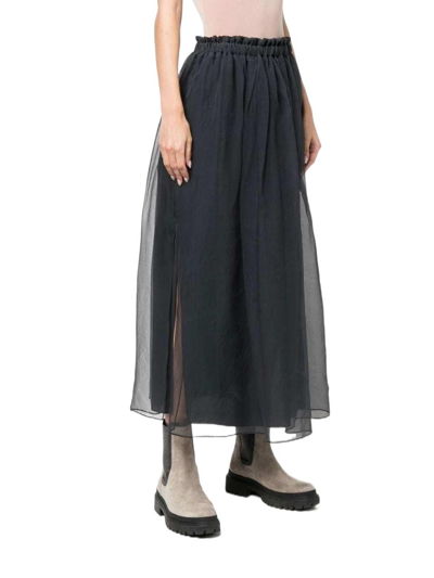 Shop Brunello Cucinelli Women's Grey Silk Skirt