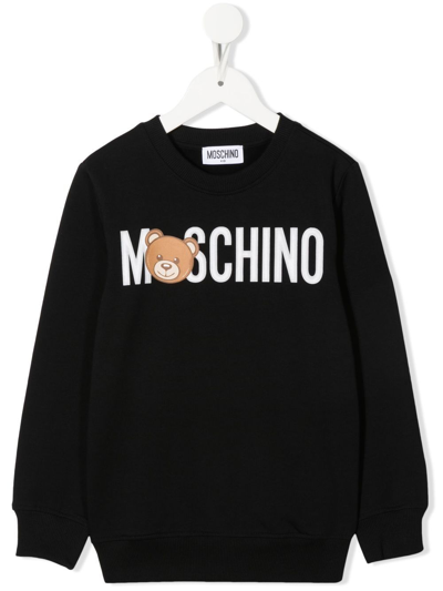 Shop Moschino Boys Black Cotton Sweatshirt