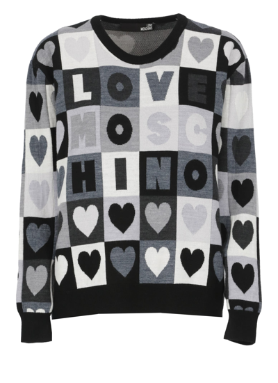 Shop Love Moschino Wool Sweater In Multicuore/grey