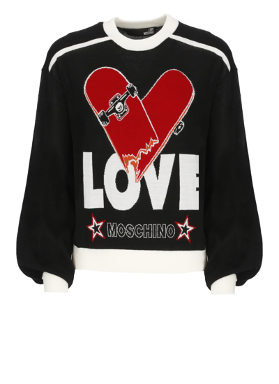 Shop Love Moschino Wool Sweater In Black