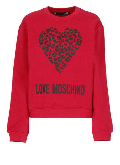 Shop Love Moschino Sweatshirt With Logo In Leo - Red
