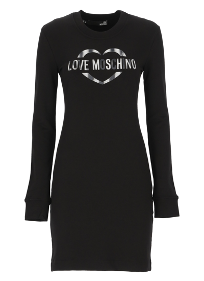 Shop Love Moschino Cotton Dress In Black