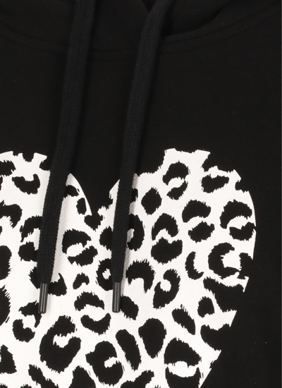 Shop Love Moschino Dress With Hood And Animalier Heart In Black