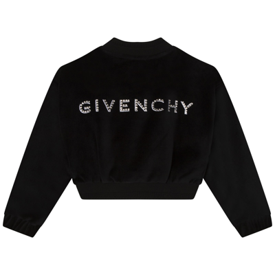 Shop Givenchy Bomber Jacket With Rhinestone Logo In Nera