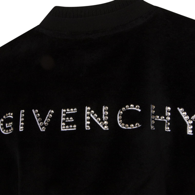 Shop Givenchy Bomber Jacket With Rhinestone Logo In Nera