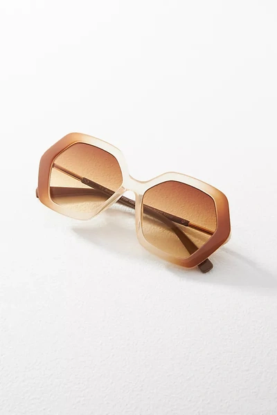 Shop Aj Morgan Two-tone Geometric Sunglasses In Beige