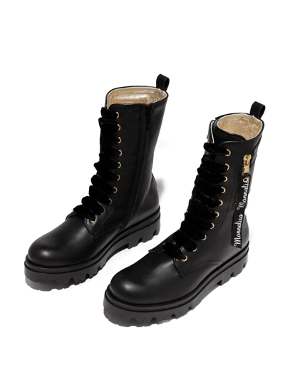 Shop Monnalisa Side-logo Combat Boots In Black
