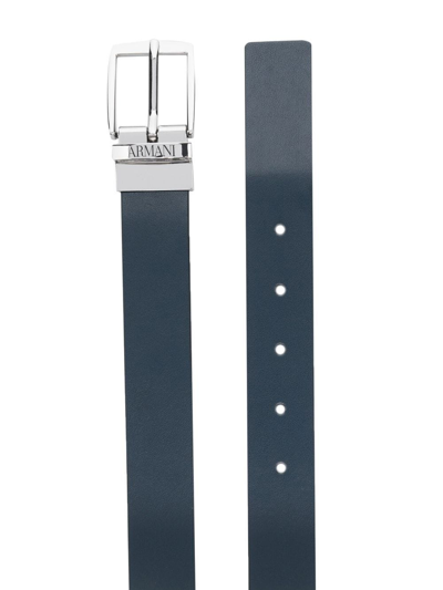 Shop Emporio Armani Faux-leather Buckle Belt In 蓝色
