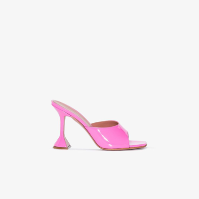 Shop Amina Muaddi Pink Lupita 95 Patent Leather Mules