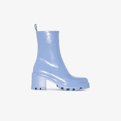 Shop Moncler Loftgrip 75 Rubber Rain Boots - Women's - Rubber/fabric/leather In Blue