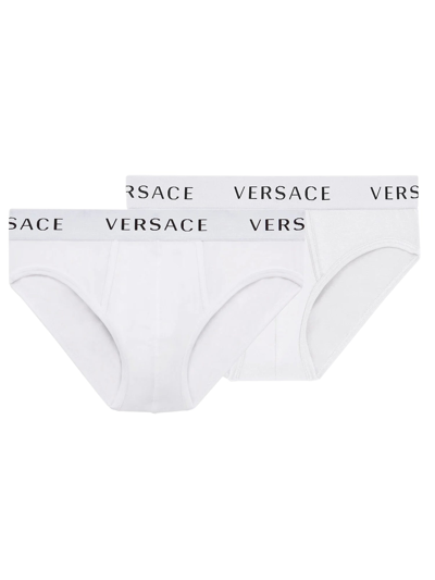 Shop Versace Pack Of Two Logo Briefs In Multicolour
