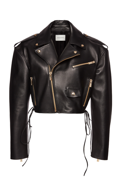Shop Magda Butrym Women's Cropped Leather Jacket In Black