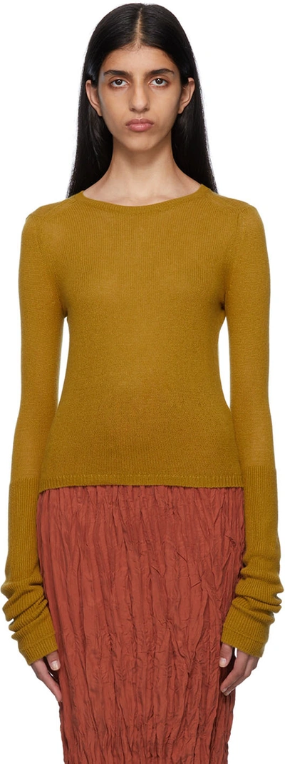 Shop Maria Mcmanus Yellow Open Stitch Sweater In Mustard