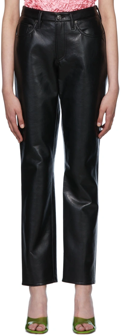 Agolde Lyle Recycled Leather Straight Leg Jeans In Black ModeSens