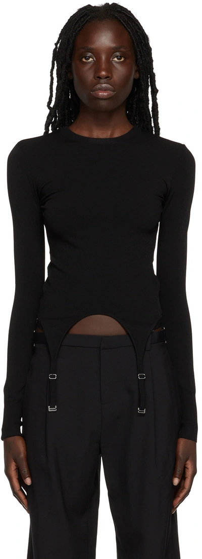 Shop Dion Lee Black Garter Long Sleeve T-shirt