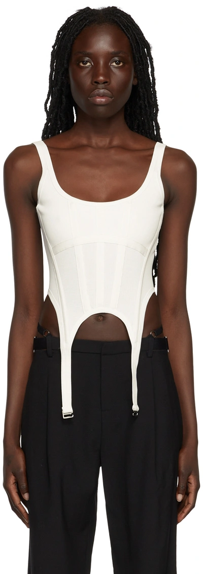 Shop Dion Lee White Rib Combat Corset Tank Top In Ivory