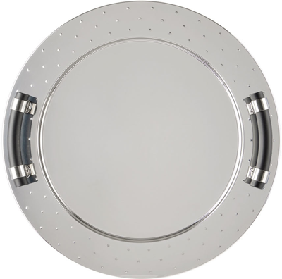 Shop Alessi Silver Round Tray In Stainless Steel