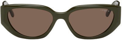 Shop Vogue Eyewear Green Hailey Bieber Edition Vo5438s Sunglasses In 291473 Hunter Green