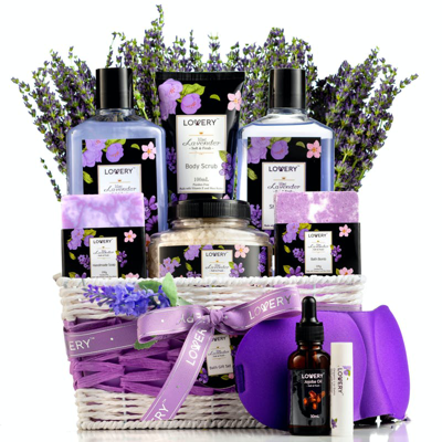 Shop Lovery Lavender & Lilac Spa Gift Basket With Sleep Mask In Purple