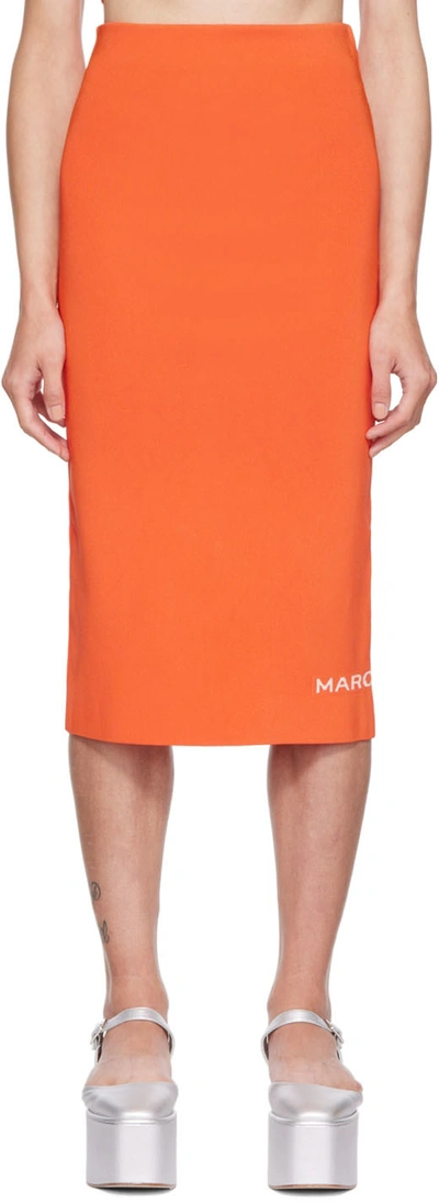 Shop Marc Jacobs Orange 'the Tube' Midi Skirt In 822 Dragon Fire