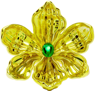 Shop Hugo Kreit Yellow Iris Ring In Lemon Yellow & Frog