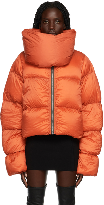 Shop Rick Owens Orange Strobe Down Coat In 53 Orange