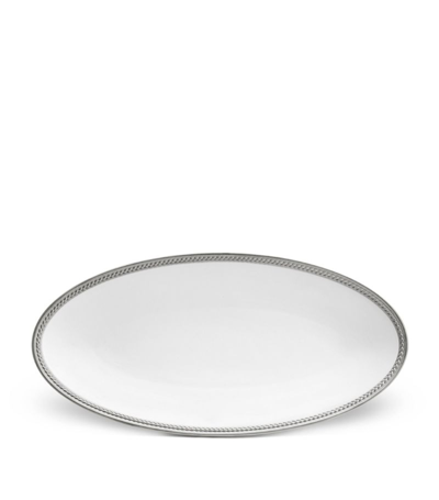 Shop L'objet Soie Tressée Oval Platter (36cm) In Silver