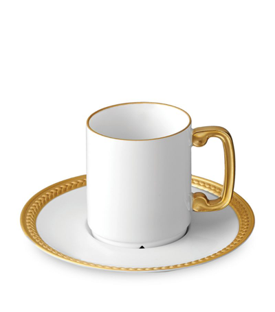 Shop L'objet Soie Tressée Espresso Cup And Saucer In Gold