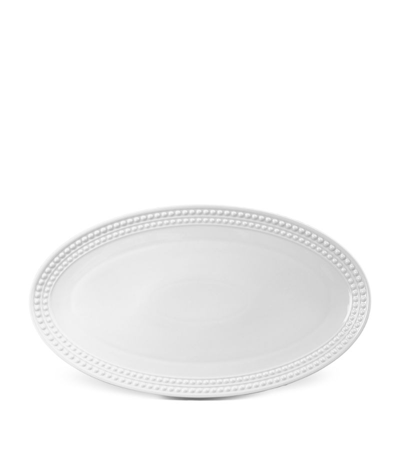 Shop L'objet Perlée Oval Platter (53cm) In White