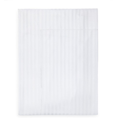 Shop Pratesi Raso Rigato King Flat Sheet (275cm X 275cm) In White